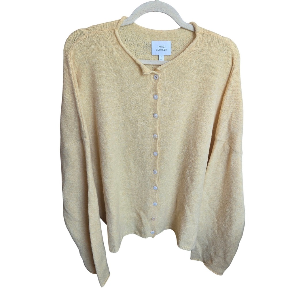 Things Between Piper Cardigan Honey Yellow Large Sweater Layering Minimalist